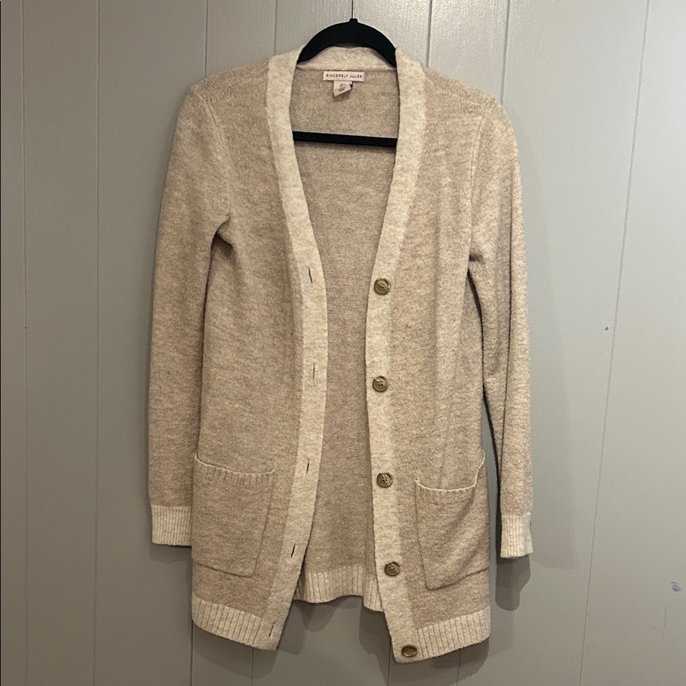 Sincerely Jules Cozy Beige Cardigan Sweater Size Small